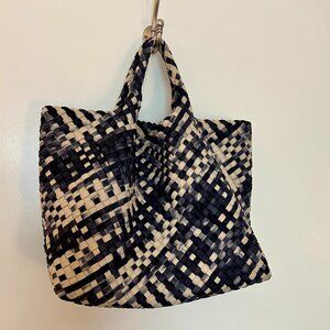 Naghedi Medium St. Barth's Tote in Black & Cream